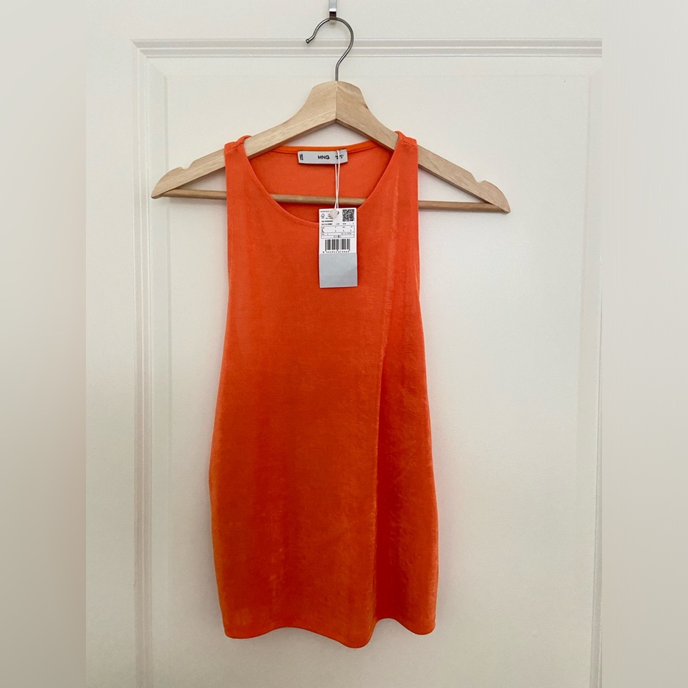 NWT Mango racerback tank top, silky, orange